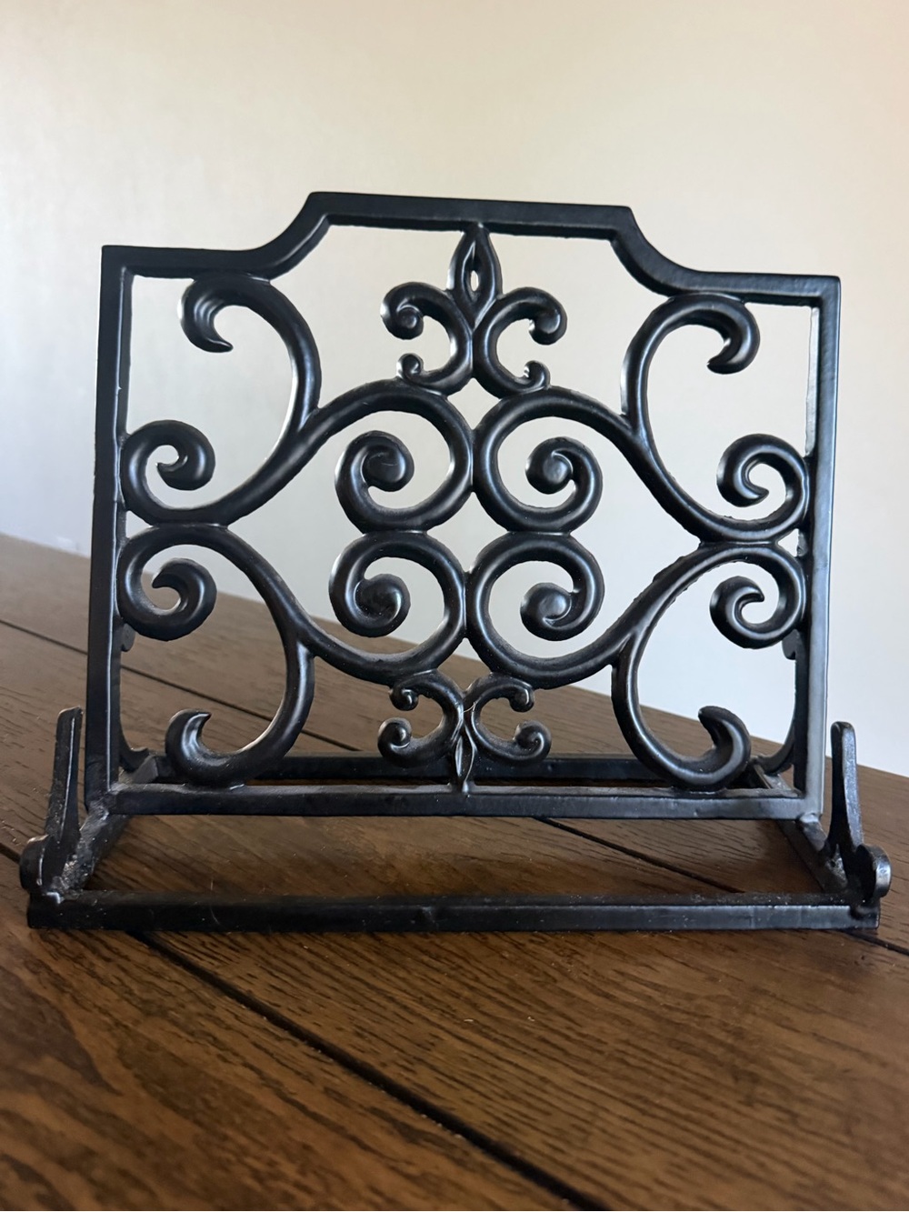 Vintage Black Cast Iron Cookbook Book Stand Recipe Holder Heavy